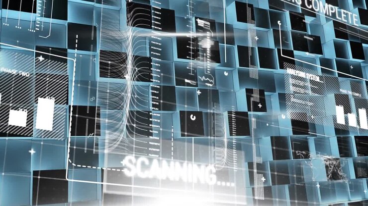 Graphs and data on a futuristic interface