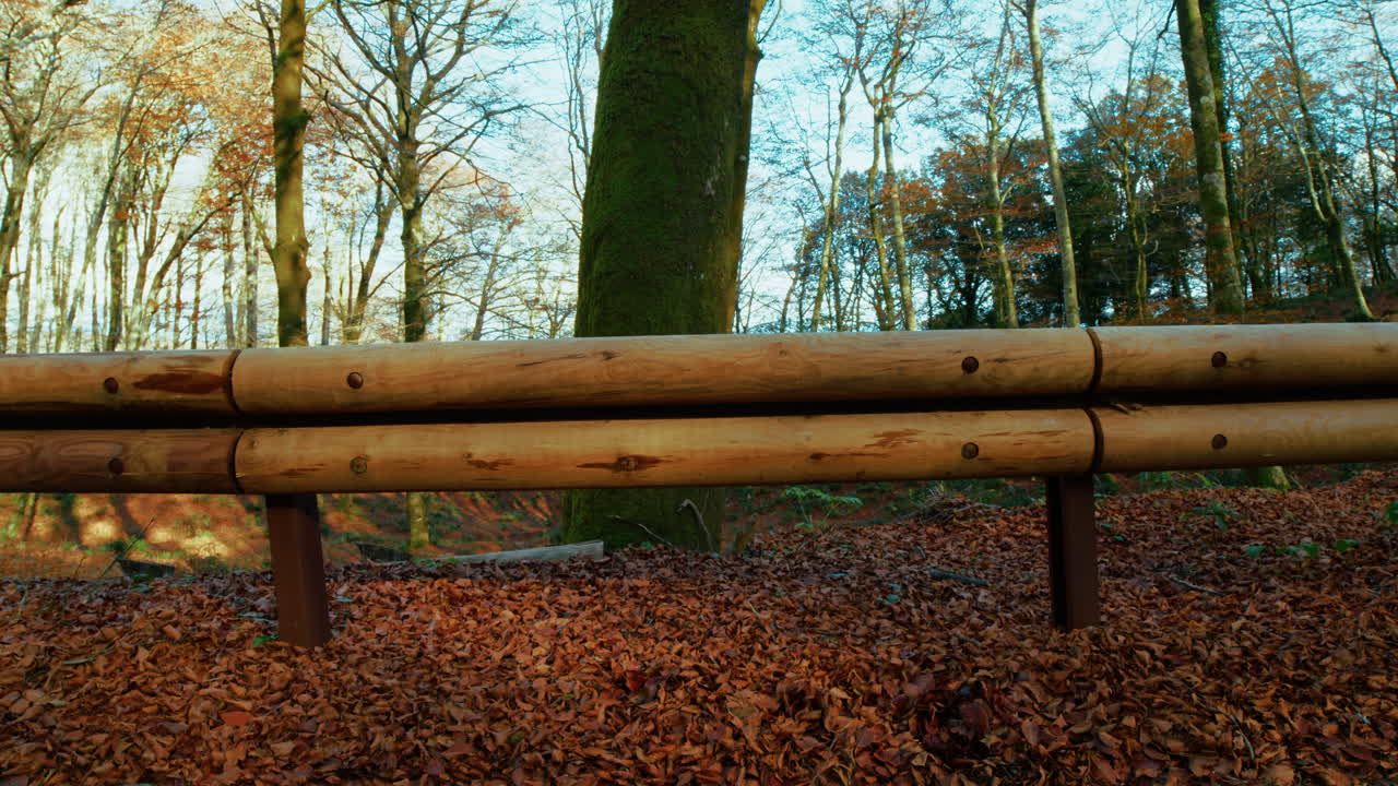 Innovative Mountain Guard Rail Made of Tree Wood Near the Road