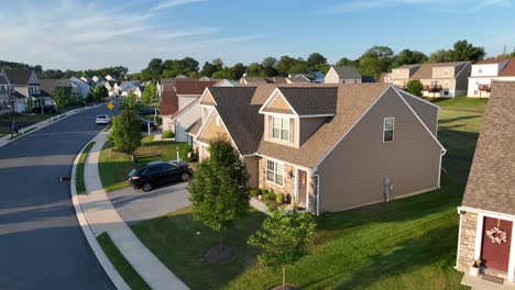 american neighborhood during golden hour sunset