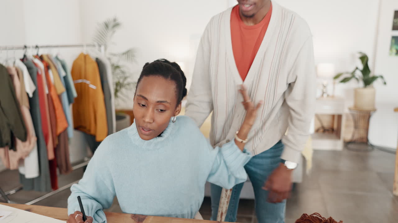 Woman, man and distraction working from home