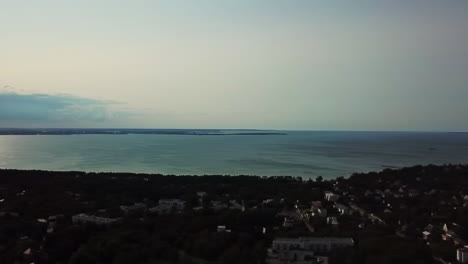 Drone over the city of Tallinn Bay