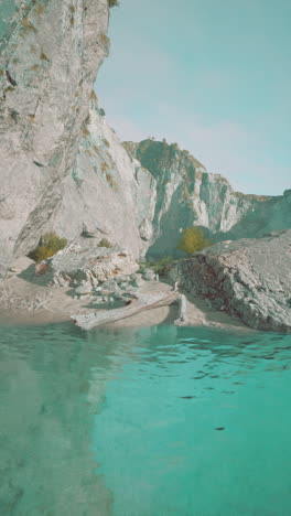 stunning turquoise water with rocks and driftwood