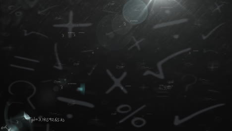 animation of mathematical equations on black background