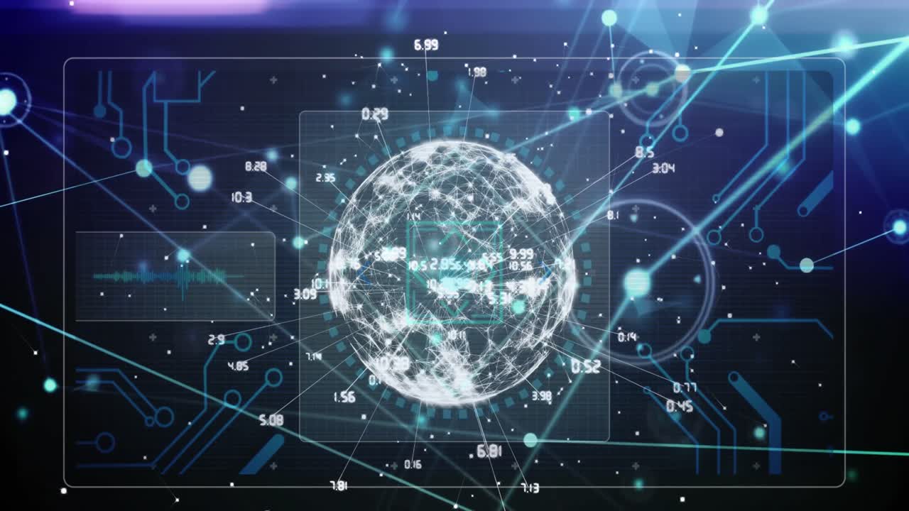 데이터 프로세싱의 애니메이션과 연결과 함께 지구