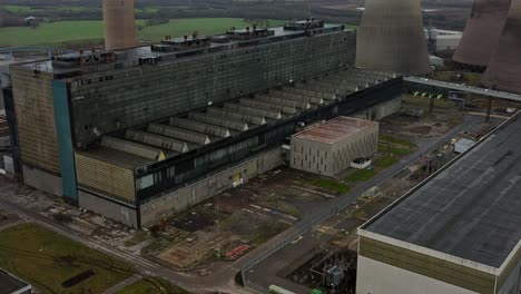 aerial view fiddlers ferry decommissioned power station zoom in over demolished north towers aftermath