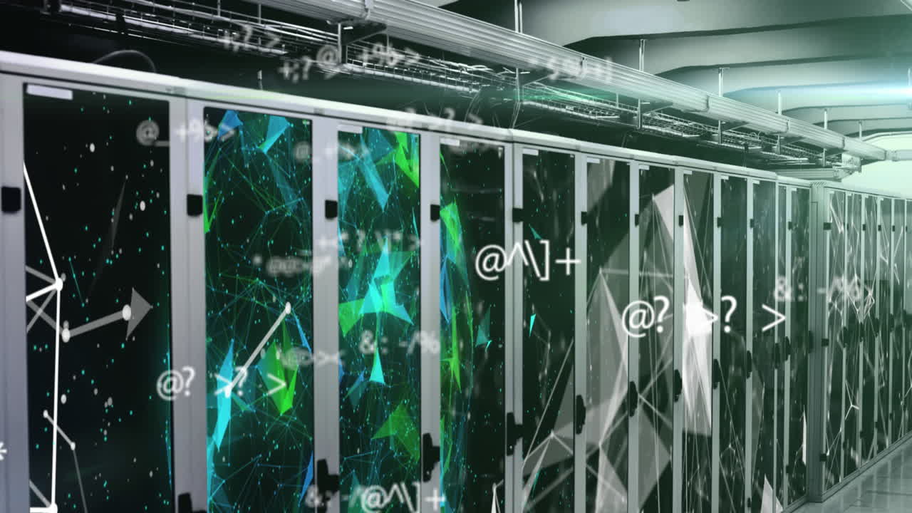animación de ecuaciones y estructuras matemáticas en la sala de servidores