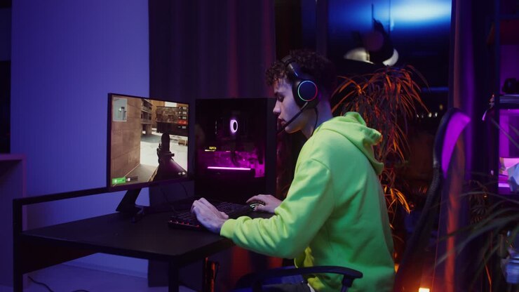 Giocatore che gioca a un videogioco al computer