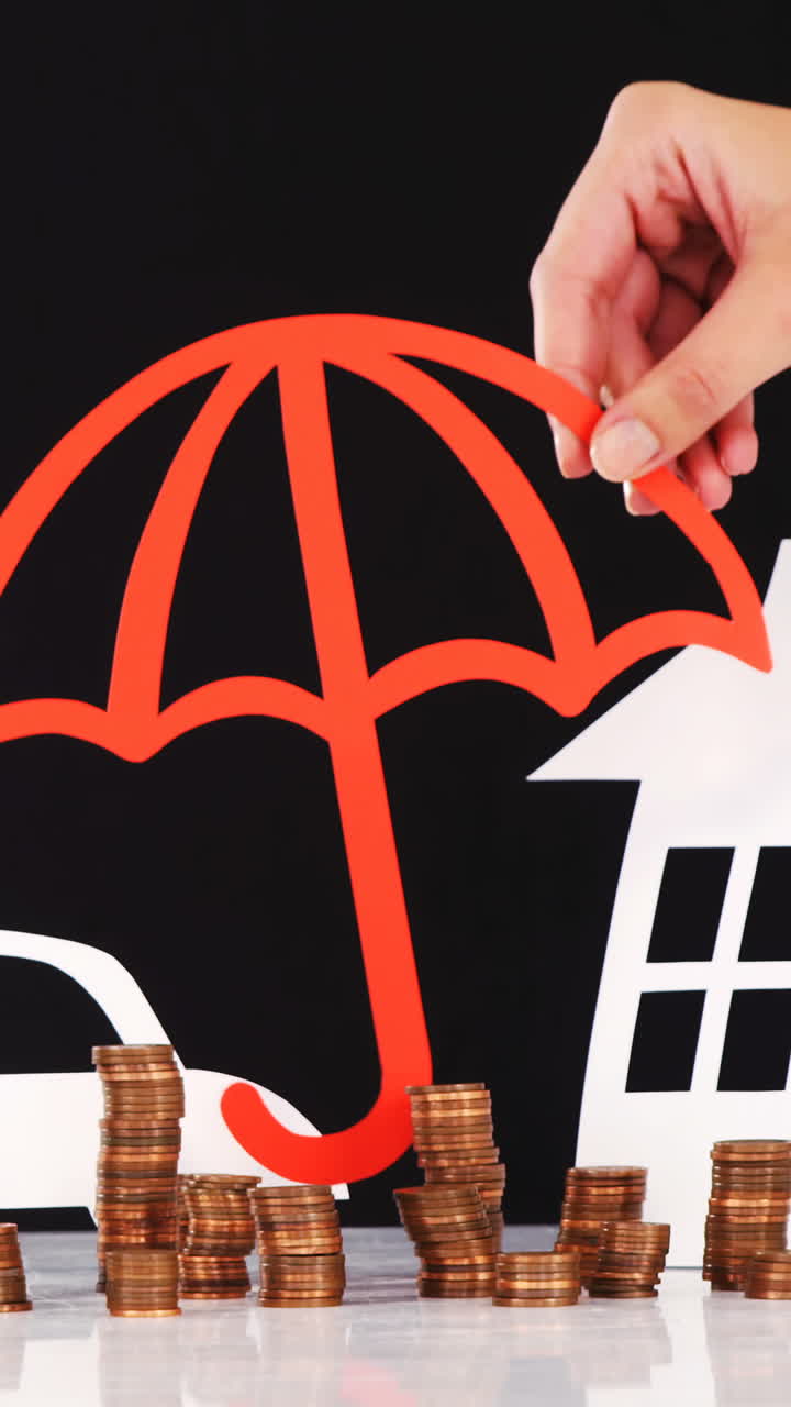 우산 에서 절단 된 종이 를 들고 있는 사업가 의 손