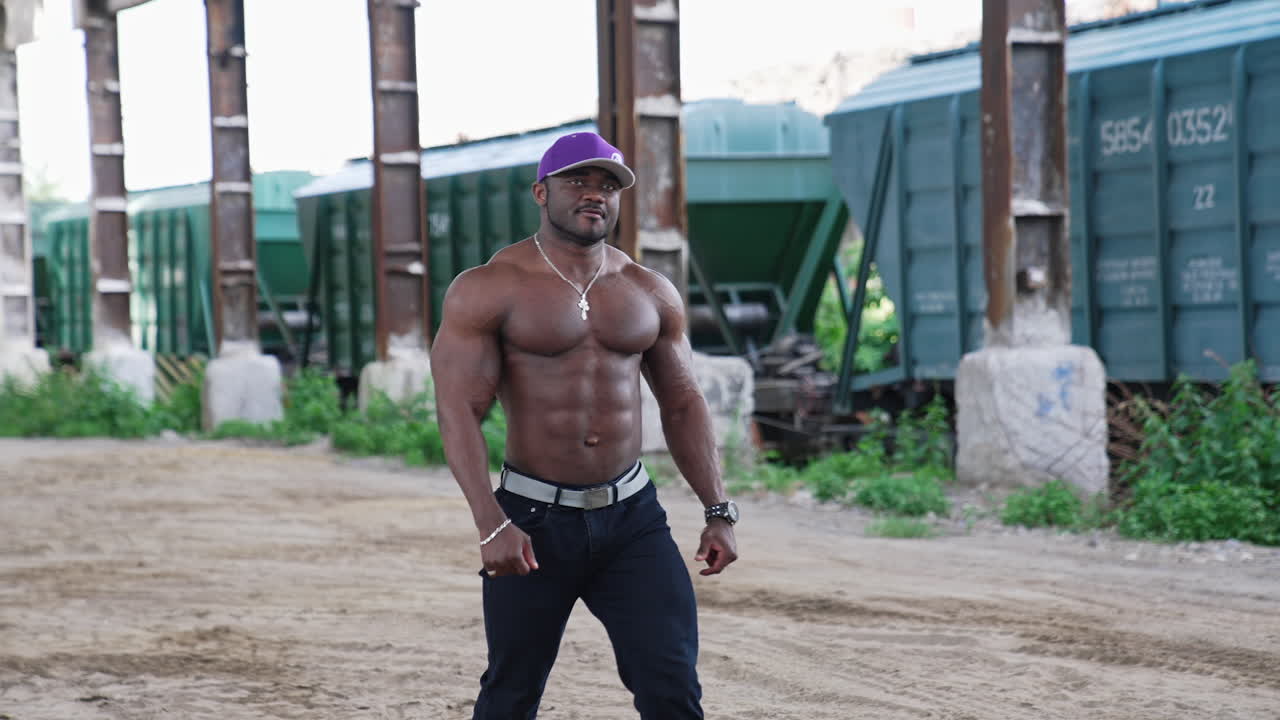 African man with muscular body. Sexy macho man with muscular body