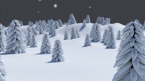 animation of fir trees in winter scenery