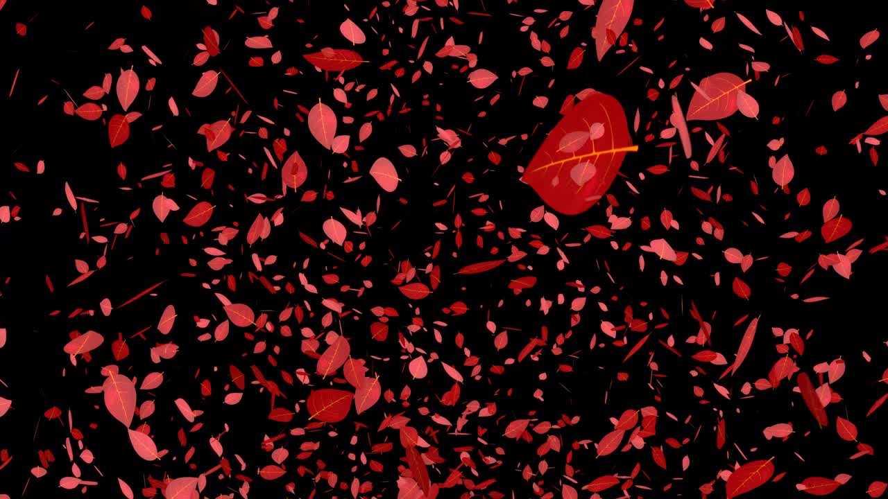 hojas muertas, hojas rojas, hojas de otoño, otoño, partículas que surgen, gráficos en movimiento