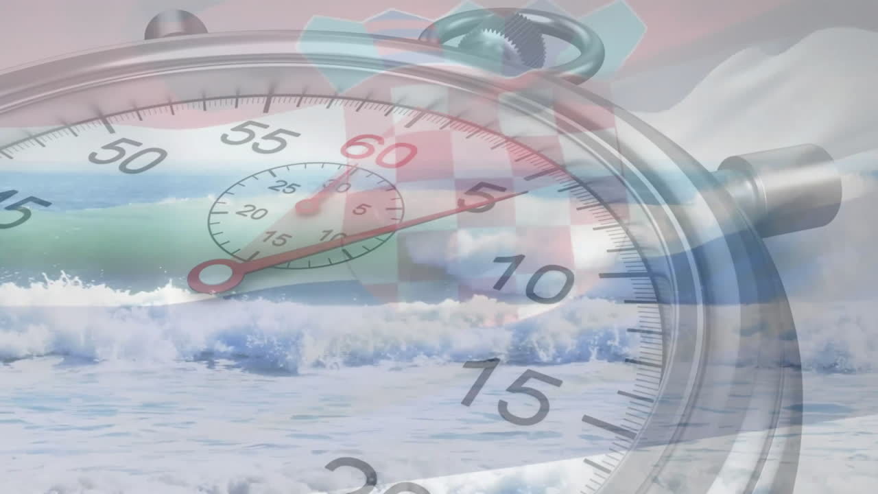 크로아티아의 발과 바다에 대한 정지 경비의 애니메이션