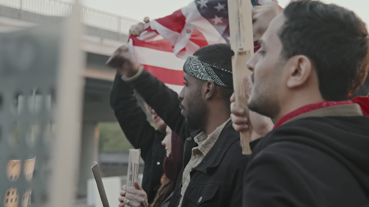 Protest with American Flags