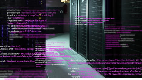 animación del procesamiento de datos a través de servidores informáticos