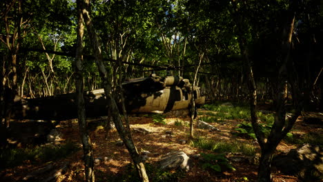 helicóptero militar en la selva profunda