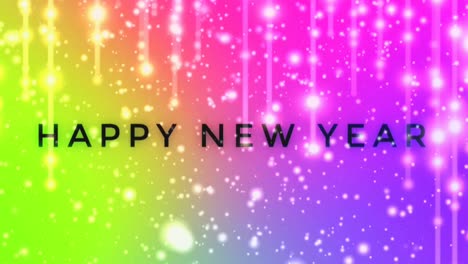 Neon-vibrant-color-happy-new-year-greetings-with-light-strings-and-snowflakes