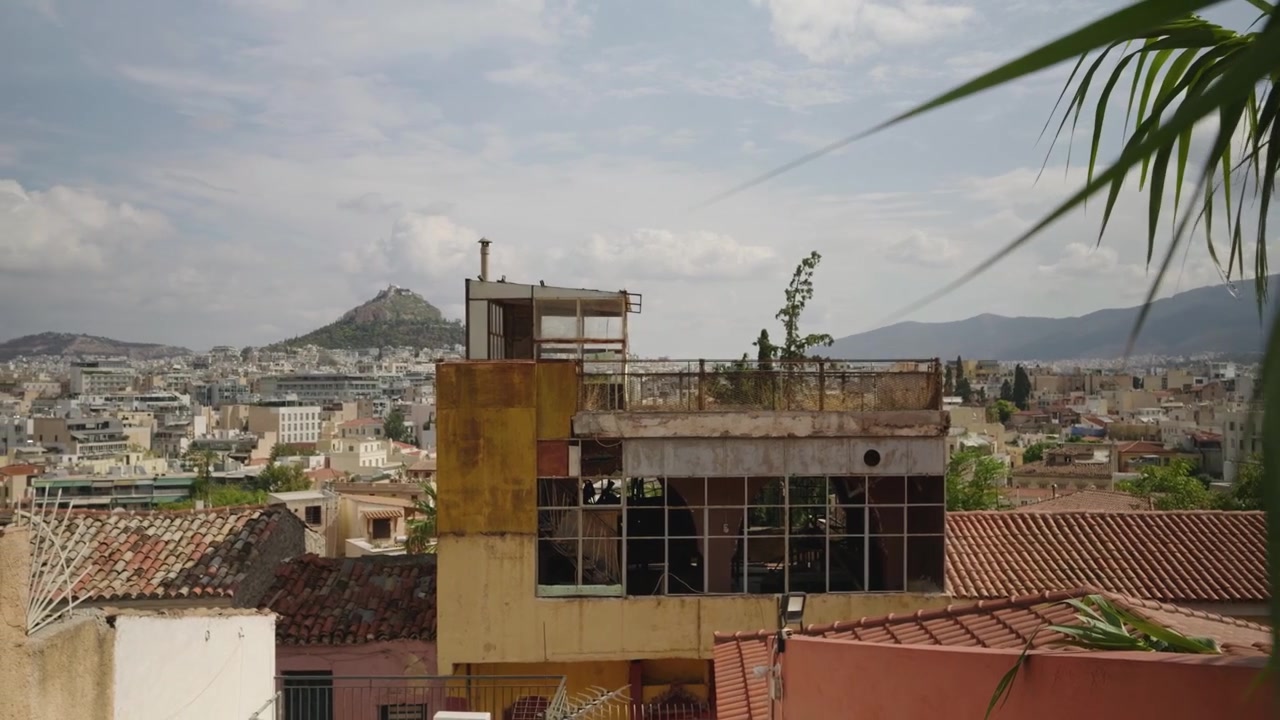 Beautiful wide view over Athens, Greece with typical residential buildings