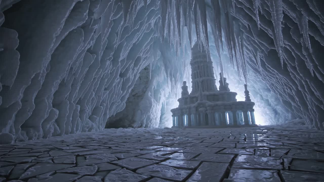 la cueva del castillo de hielo congelado