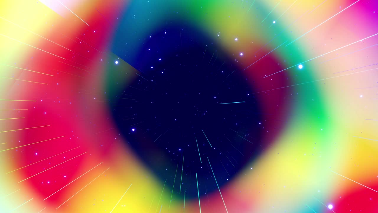 nebulosa gráfico de movimiento, cámara volar en el espacio. diseño de movimiento moderno vj bucle, volar a través del espacio de arte como nebulosa, color de gradiente arco iris. fondo abstracto