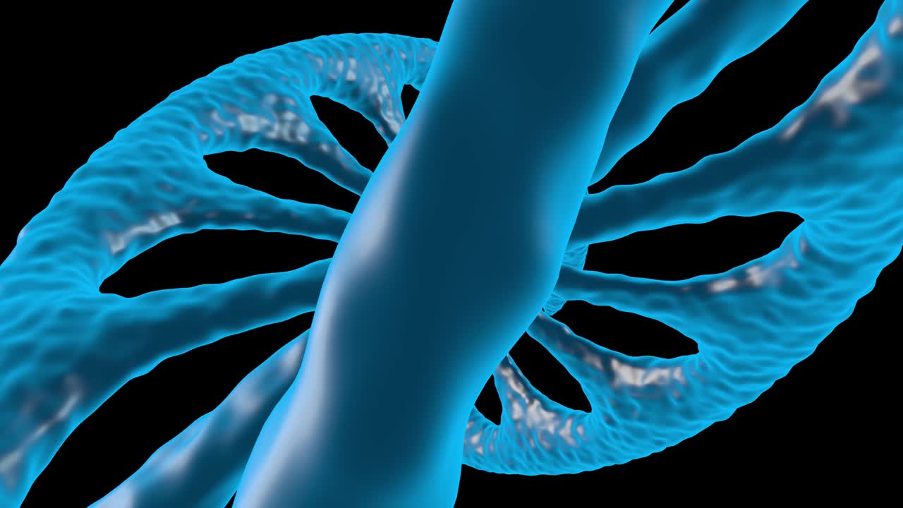 animación 3d del crecimiento del adn en el fondo negro. zoom en el disparo.