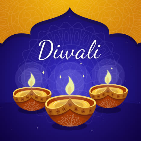 celebración de diwali con lámparas