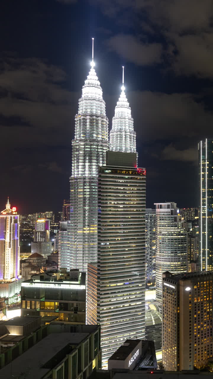 Torres Petronas de Kuala Lumpur y perfil urbano en vertical