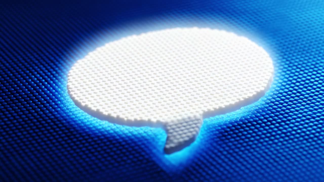 Innovative Text Bubble Design Over a Textured Blue Background: A Visual Representation of Communication, Conversation, and Dialogue Symbolizing Connection and Interaction