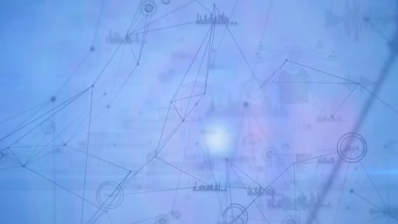 animación de la red de conexiones con iconos sobre el drone de entrega con paquete