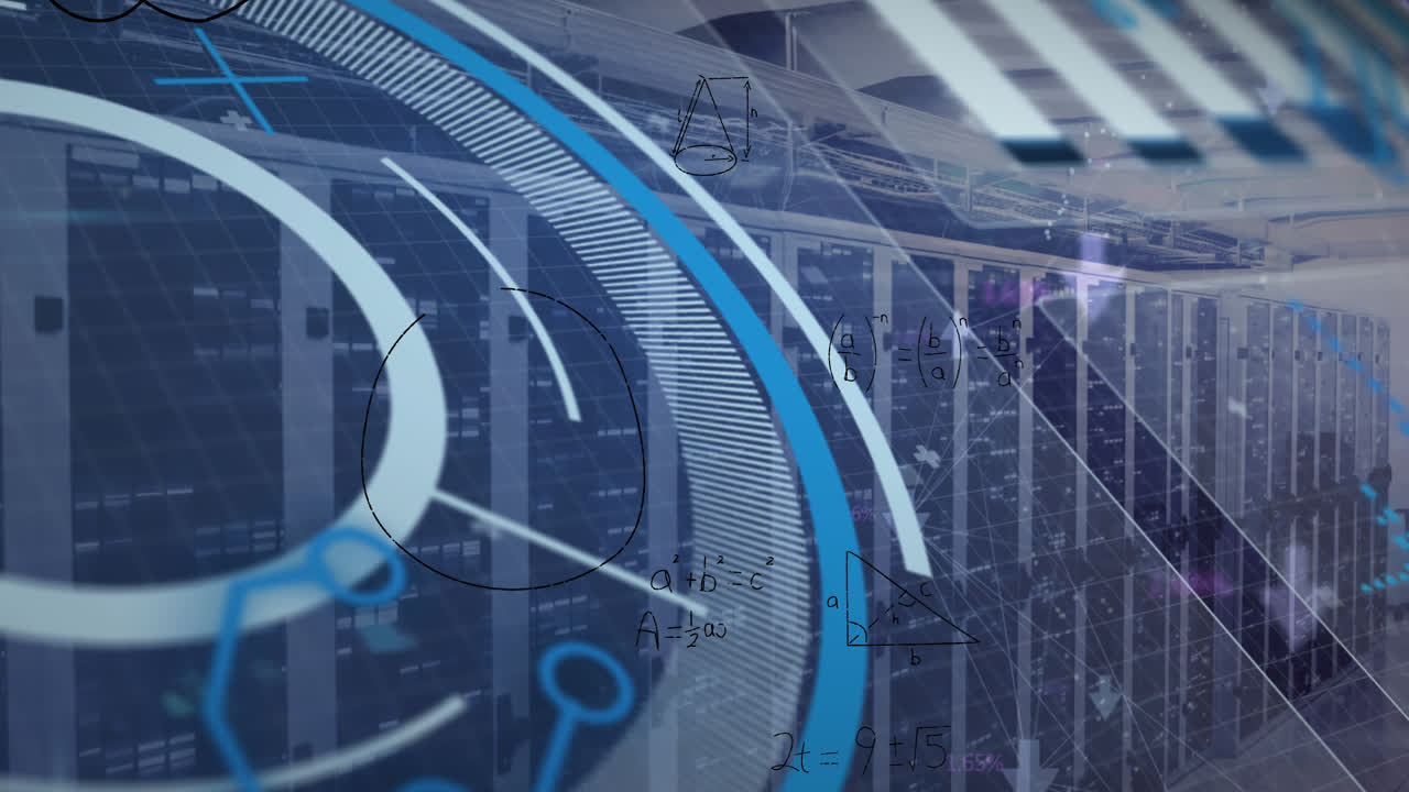 animación del procesamiento de datos en la sala de servidores