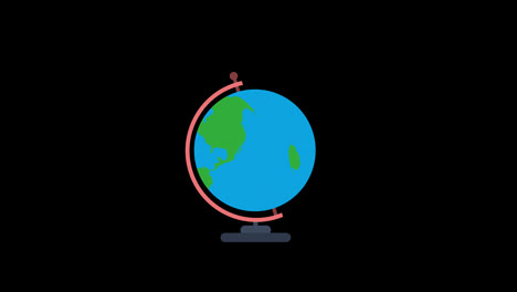 Globus-Symbol-Animationsschleife,-Bewegungsgrafik-Video,-Transparenter-Hintergrund-Mit-Alphakanal