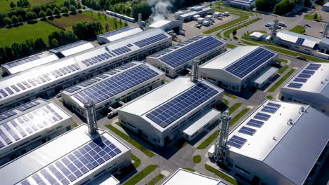 industrial park with rooftop solar panels