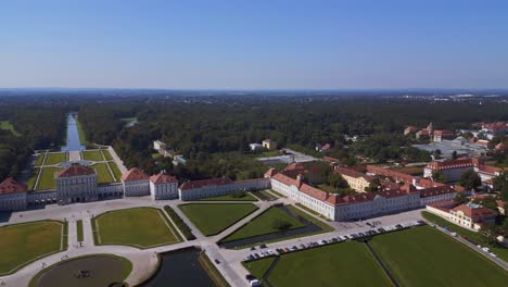 best aerial top view flight
castle nymphenburg palace landscape city town munich germany bavarian, summer sunny blue sky day 23