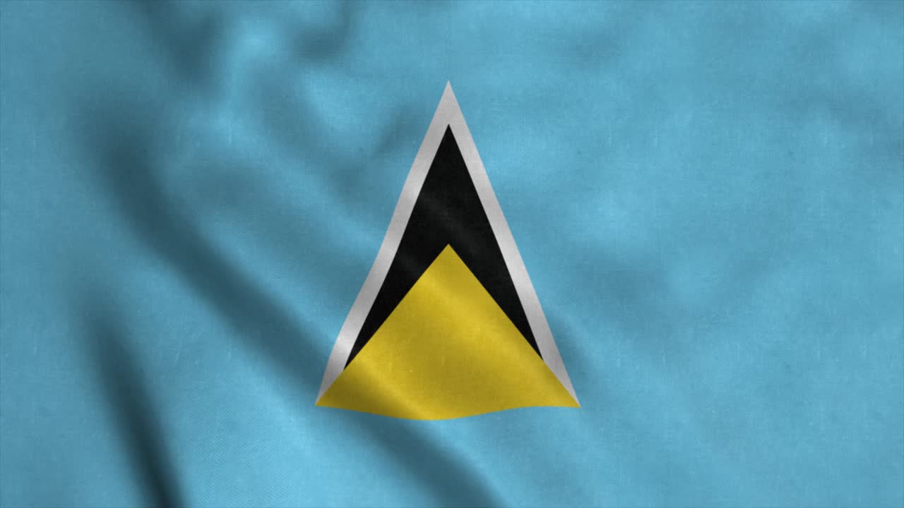 bandera de santa lucia ondeando en el viento con textura de tela muy detallada. bucle sin costuras