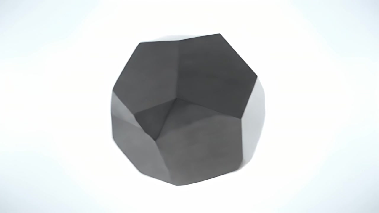 Rotating Metallic Geometric Polyhedron Object on White Background