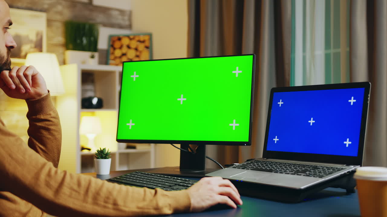 Over shoulder footage of young freelancer