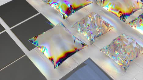 diseño geométrico abstracto con almohadas iridescentes