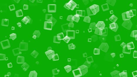 gráficos de movimiento de cubos transparentes con fondo de pantalla verde