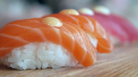 salmon and tuna nigiri