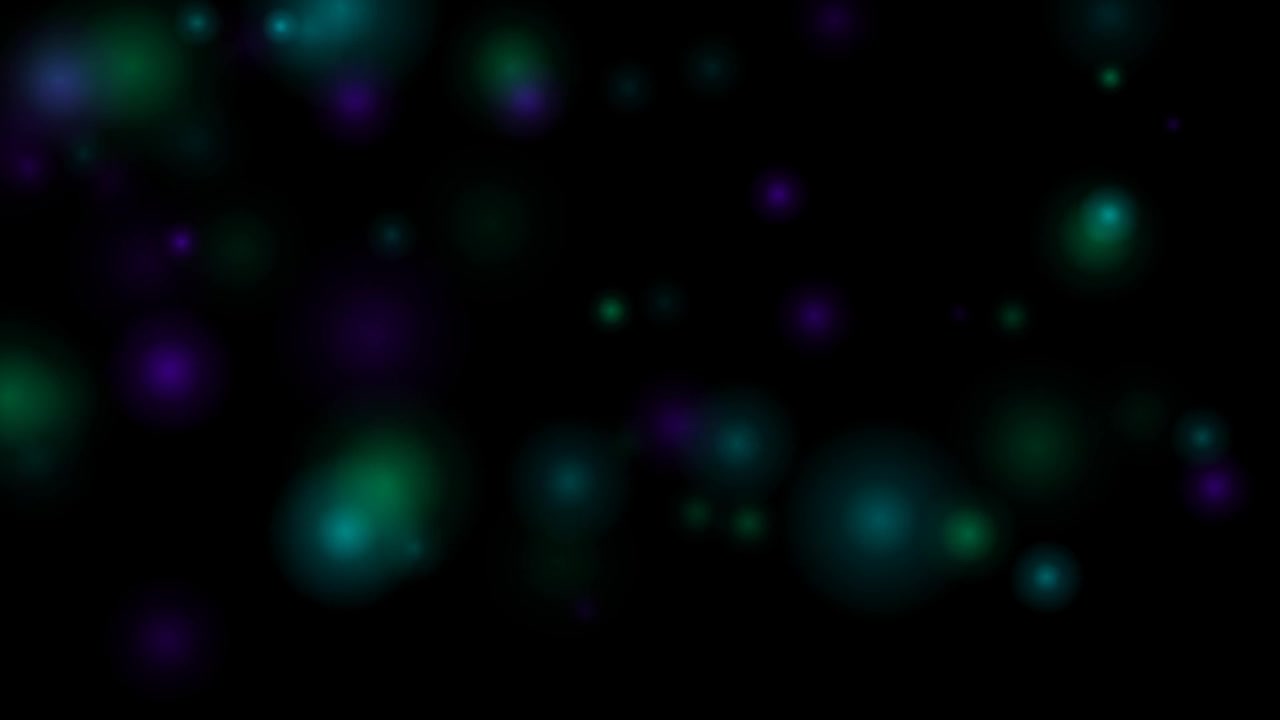 Abstract Motion Background with Floating Green and Purple Bokeh Lights