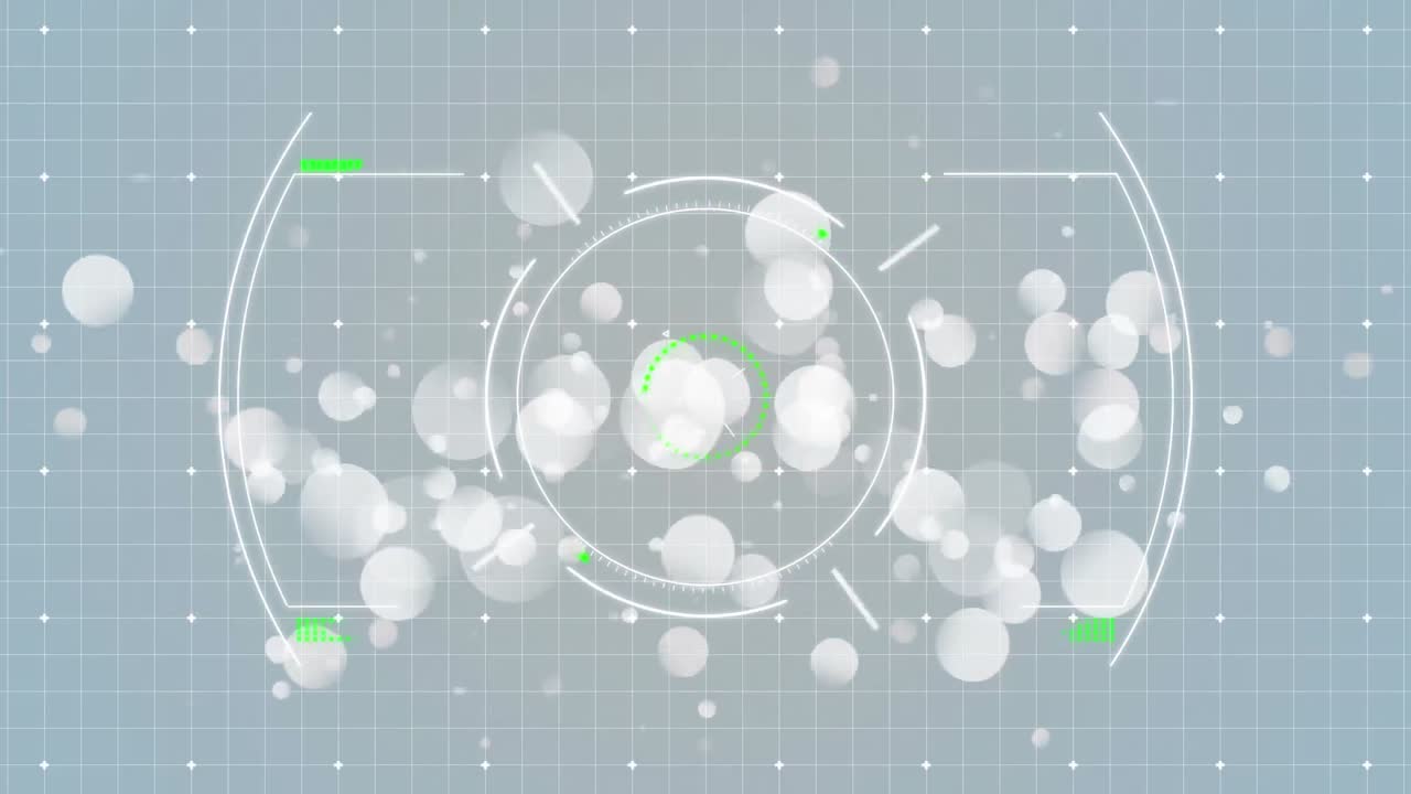 회색에 원형 범위 스캐닝과  ⁇ 색 격자 위에  ⁇ 색 반점의 애니메이션