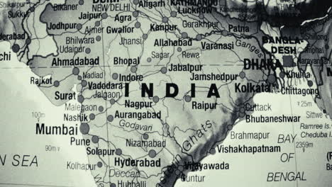 monochrome map of india with major cities