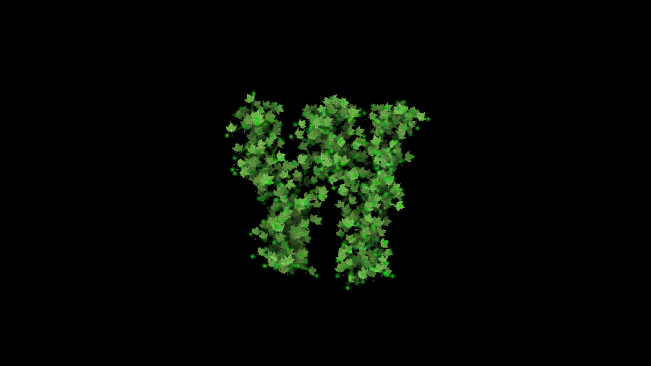 Green leaves forming letter W on transparent background
