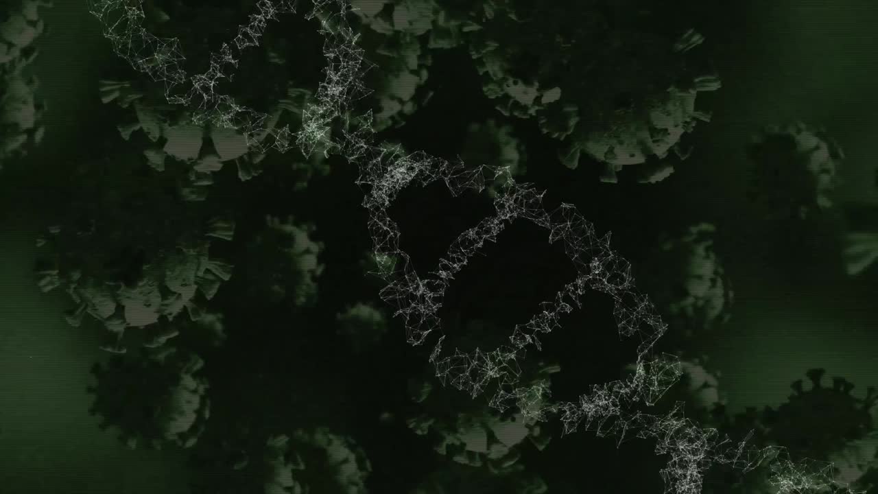 Animazione di cellule macro di coronavirus Covid-19 che si diffondono sul DNA