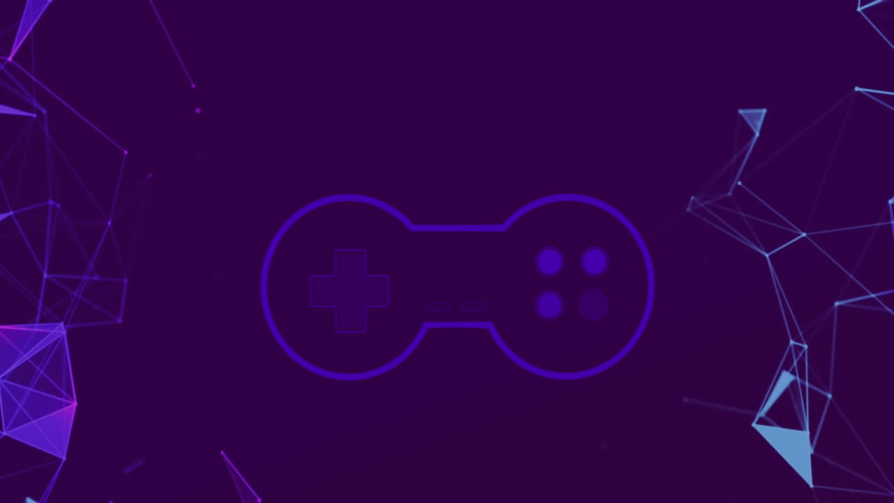 비디오 게임 콘솔 및 전 세계 연결 네트워크의 애니메이션