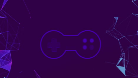 animación de la consola de videojuegos y red de conexiones en todo el mundo