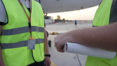 airport ground crew handing over documents