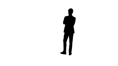 rear view of a business man thinking with white background