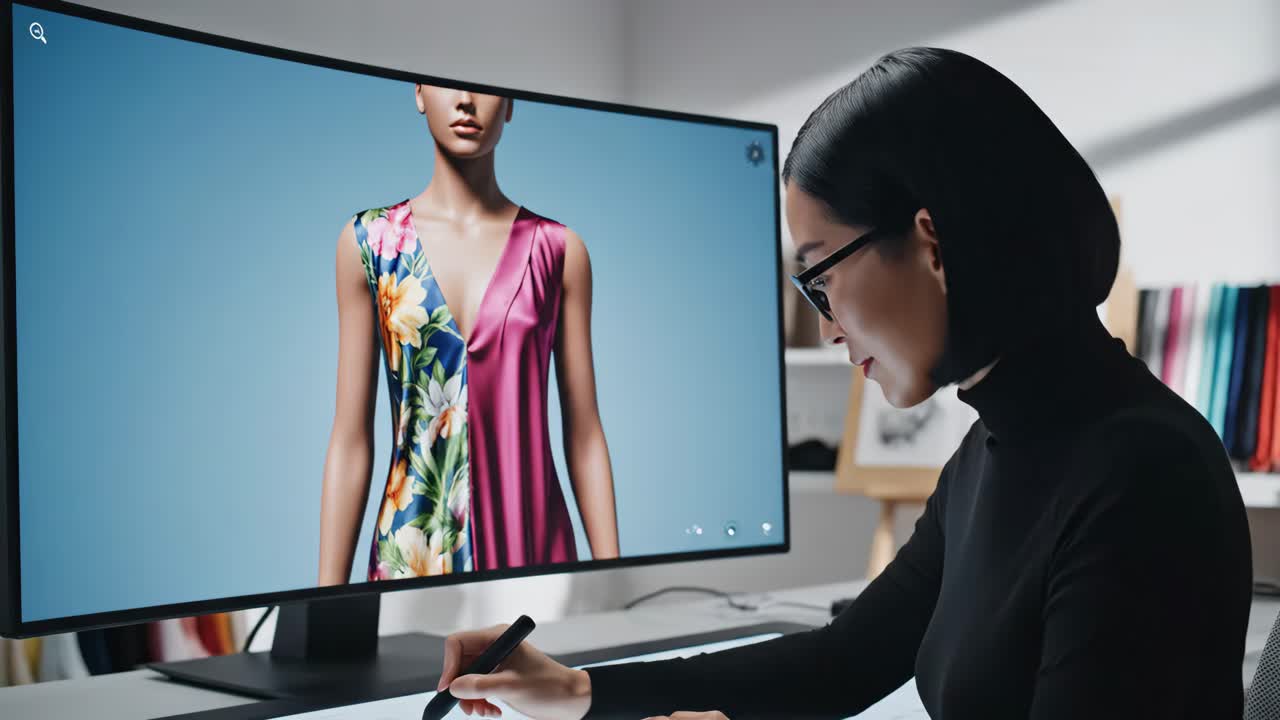 Fashion Designer Working on Dress Design