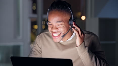 Night,-customer-service-and-black-man-consultant