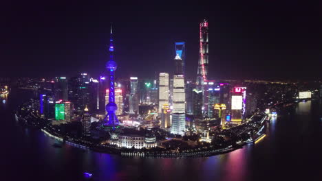 4k shanghai skyline at night, view from the bund, china